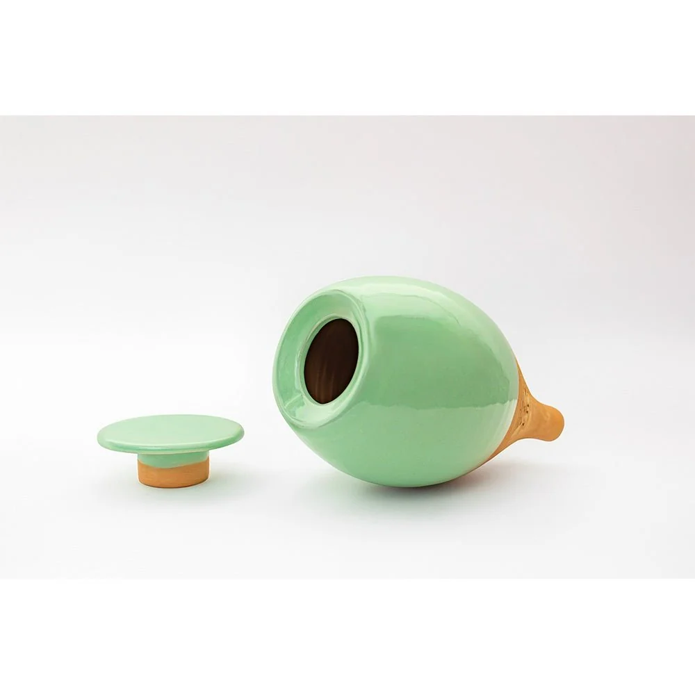 Vas de auto-udare plante verde LUTOYA, decorativ, ceramic, lut, natural, 700 ml