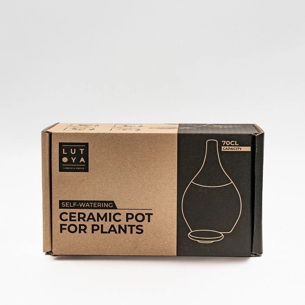 Vas de auto-udare plante verde LUTOYA, decorativ, ceramic, lut, natural, 700 ml