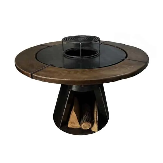 Grătar con cu plită rotundă 750 mm, înălțime 900 mm, blat de lemn, grosime plită 10 mm Z-TOOLS / EXT9018