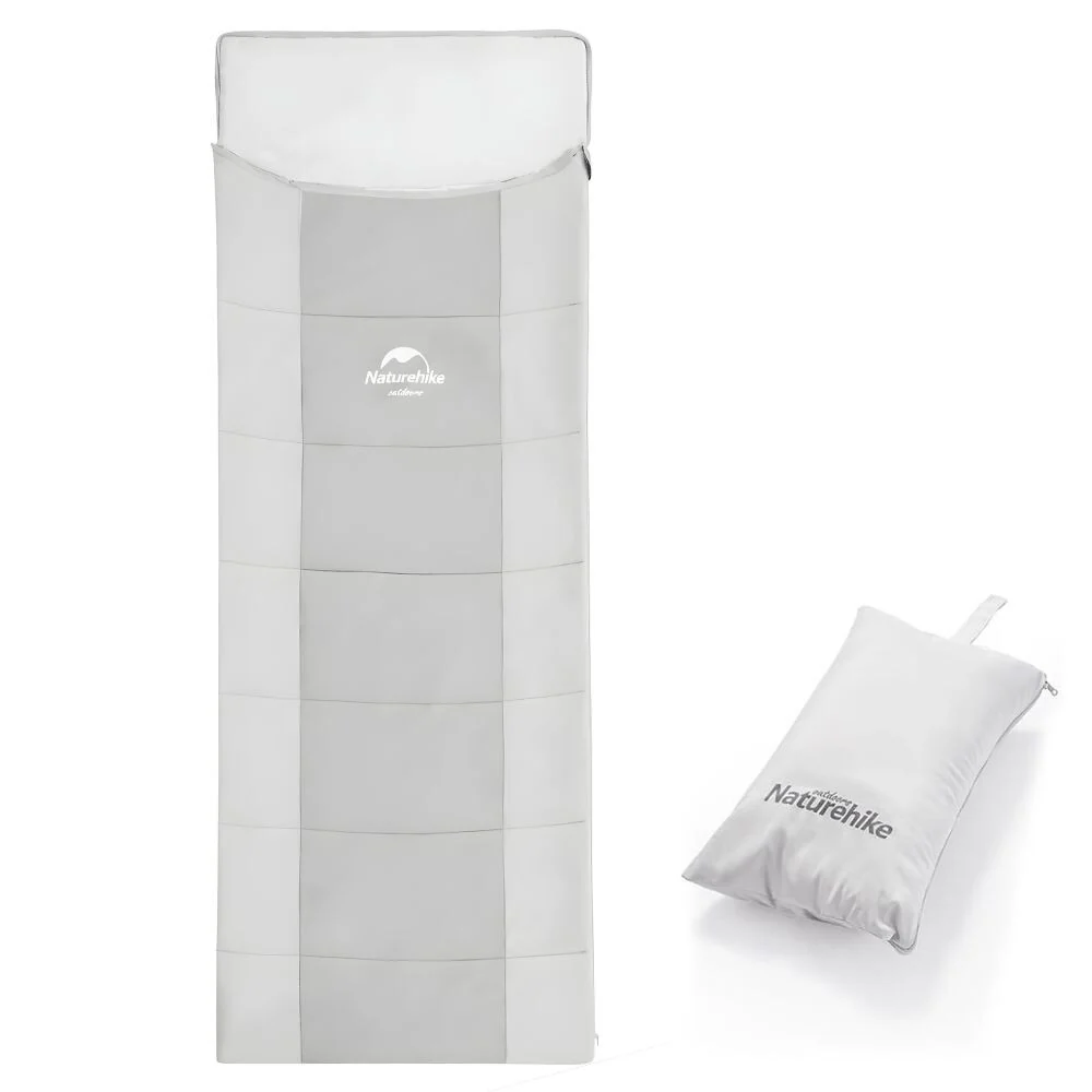 Sac de dormit de vară ultraușor Naturehike cu buzunar pentru pernă – se poate conecta (820 g), gri