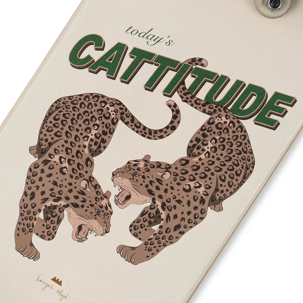 Konges Slojd Skateboard pentru copii cu roți strălucitoare Cattitude