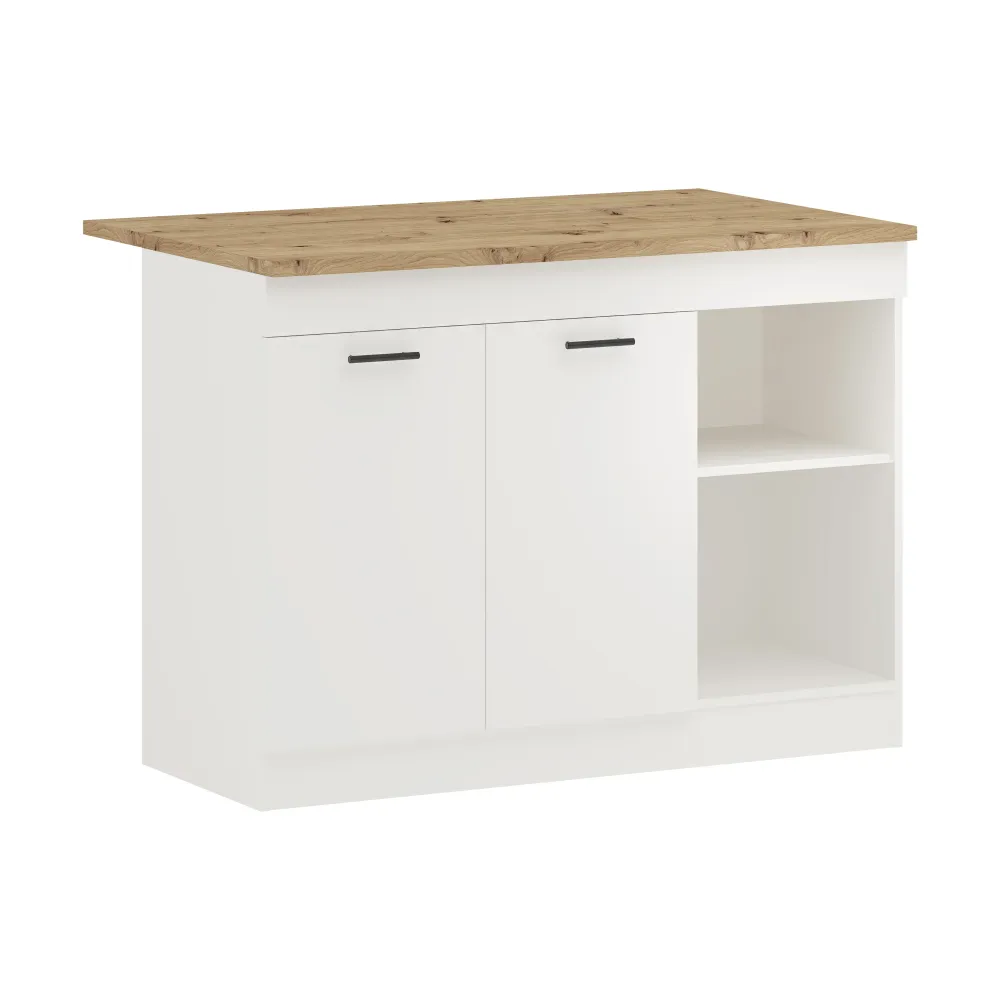 Insula Bucatarie Vigra, Stejar Artisan/Alb, 122 x 76 x 90 cm