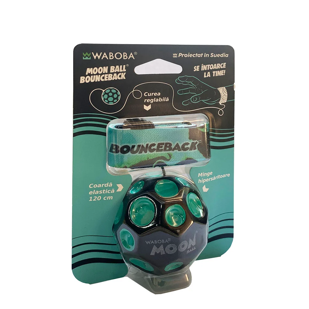 Minge hipersaritoare, cu sistem de prindere - Waboba Bounceback Moon Ball, culori asortate, RO
