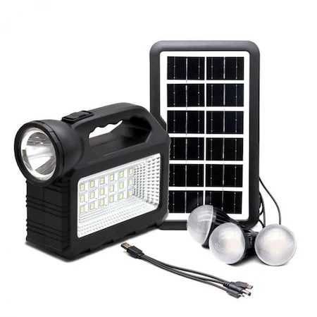 Kit cu incarcare solara si lanterna cu 3 becuri