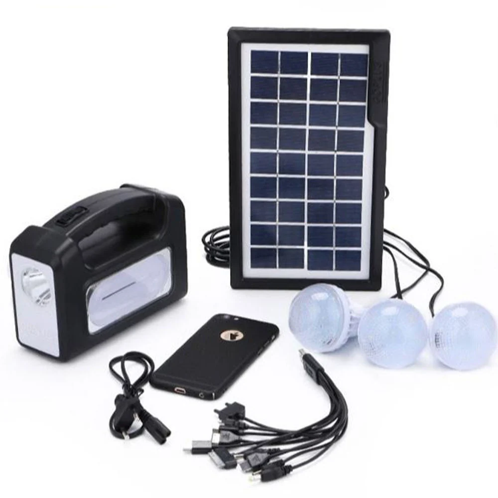 Kit solar camping cu 3 becuri USB, lanterna
