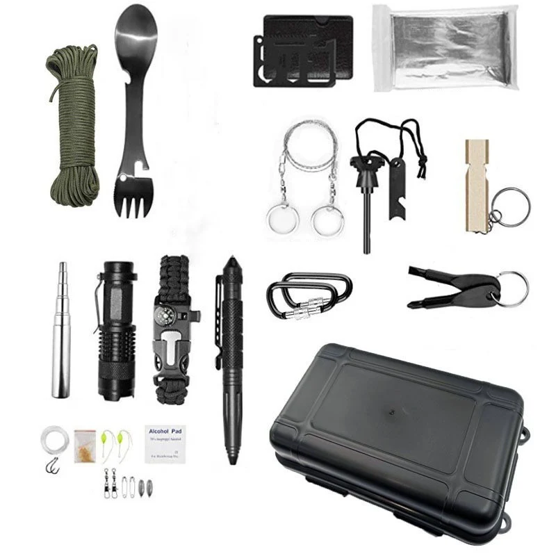 Kit supravietuire multifunctional Vivimall, Instrumente profesionale, Agatatoare ghiozdan, pentru Camping, Drumetii, Avent...