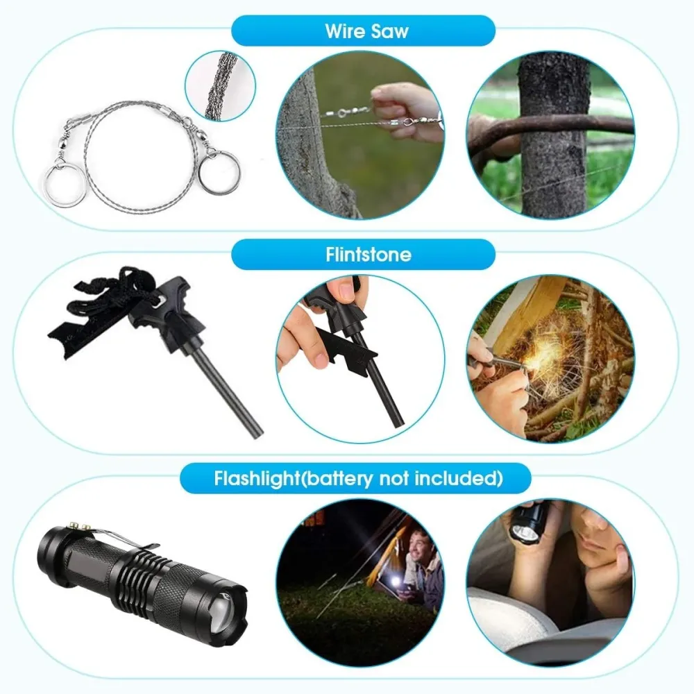 Kit supravietuire multifunctional Vivimall, Instrumente profesionale, Agatatoare ghiozdan, pentru Camping, Drumetii, Avent...