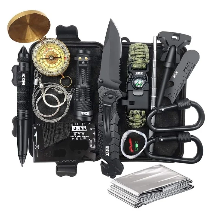 Kit supravietuire multifunctional 16 1 Vivimall, Instrumente profesionale, Agatatoare ghiozdan, pentru Camping, Drumetii,...