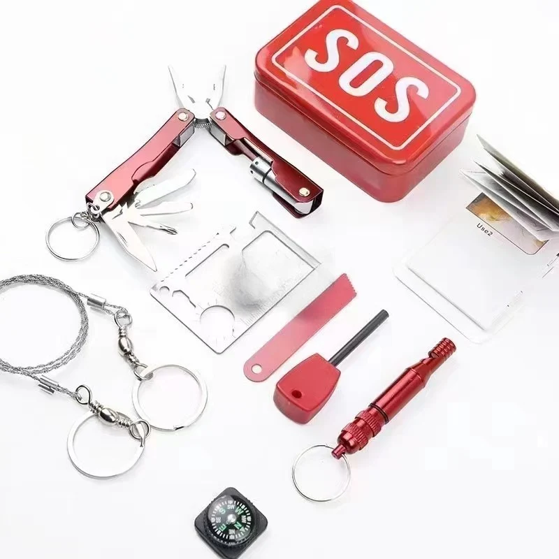 Kit supravietuire multifunctional Vivimall, Instrumente profesionale, tip cutie, pentru Camping, Drumetii, Aventuri aer li...