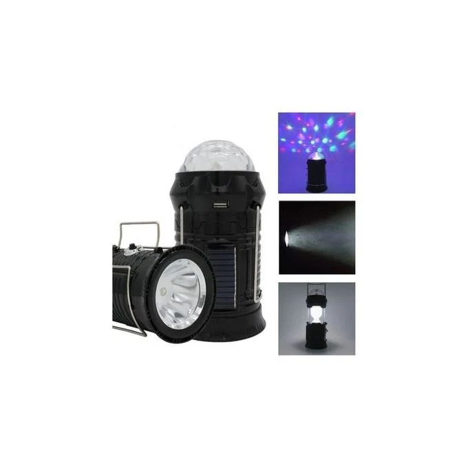 Lanternă pliabilă de camping Magic cool cu lampă disc și USB Vivimall, Lanterna, Felinar, 6 LED + 1 W + 3C culori, Negru
