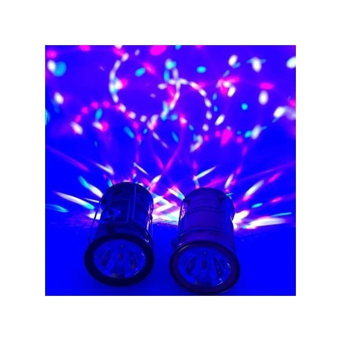 Lanternă pliabilă de camping Magic cool cu lampă disc și USB Vivimall, Lanterna, Felinar, 6 LED + 1 W + 3C culori, Negru