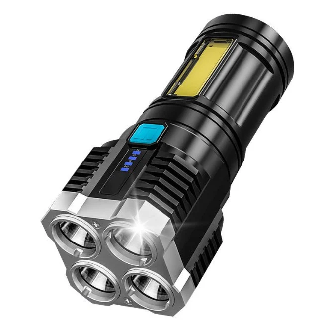 Lanterna LED Tactica 2 1, Vivimall, 4 Moduri de Iluminare, Tip Proiector COB, Rezistenta la Apa, Reincarcabila, USB, Lante...