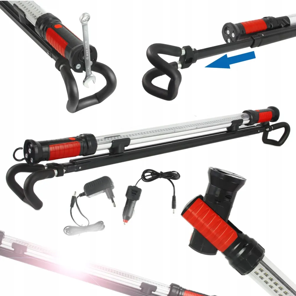 Lampa de atelier cu LED cu magnet cu acumulator 12v/220v, lanterna de capota 110-182 cm