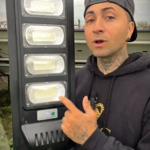 JORTAN LAMPĂ STRADALĂ SOLARĂ 4 MODULE CU LED 480W, SENZOR DE MIȘCARE ȘI TELECOMANDA