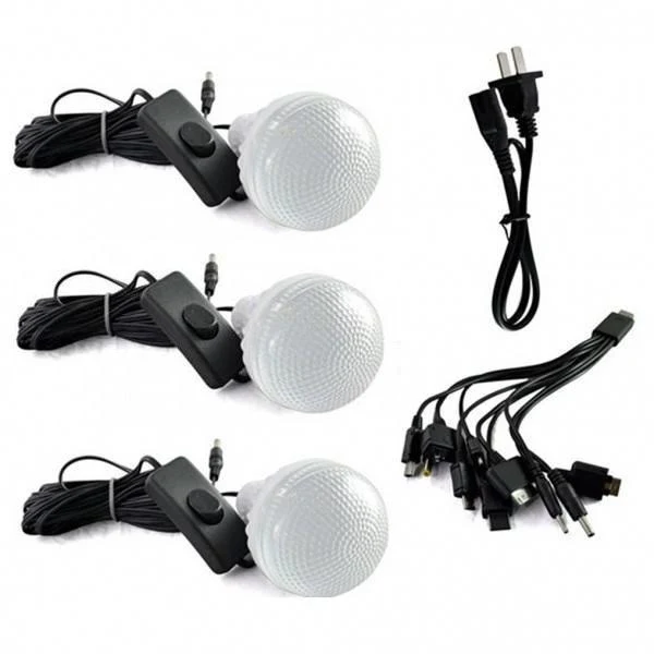 Kit Camping Fotovoltaic cu Panou Solar, 3 becuri LED si slot USB Multimedia, GD-8006A