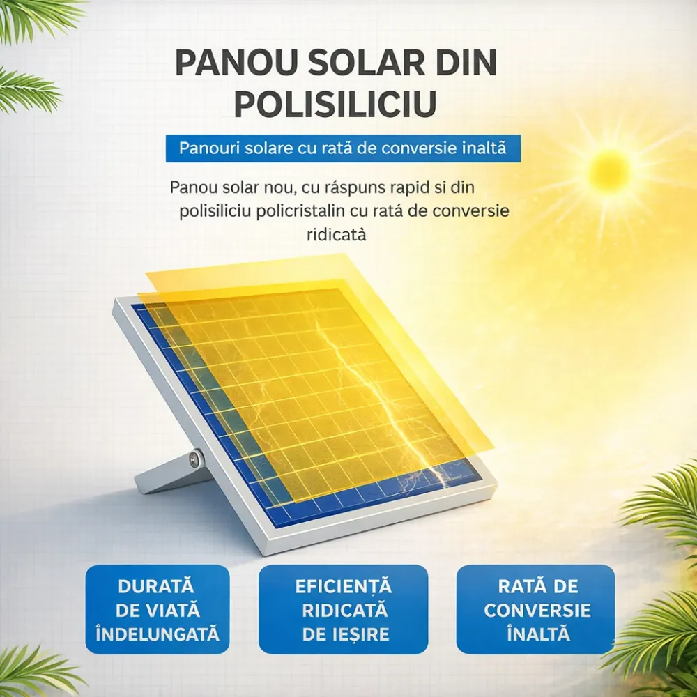 Proiector Solar Jortan 50W, Lampa cu Incarcare Solara, Panou Solar separat, 3000mAh
