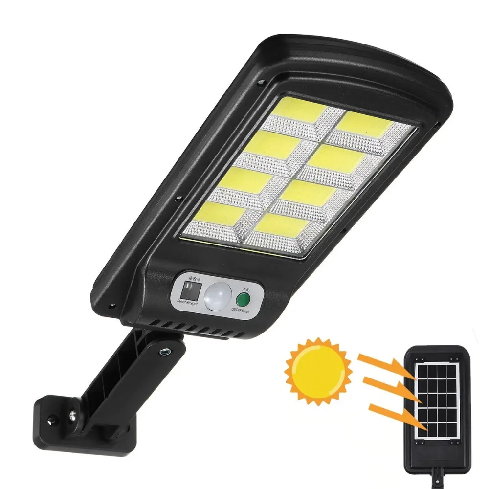 Set 4x Lampi cu Incarcare Solara - JORTAN, 100W, 160 LED-uri COB, cu Telecomanda, Senzor de miscare