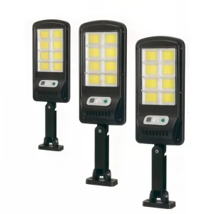 Set 3x Lampi Jortan cu Incarcare Solara, 8 Celule, 100W, LED COB, cu Senzor de Miscare