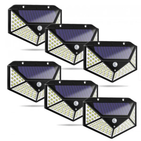 Set 6x Lampi Solare LED 100, 600 Lumeni, Senzor Miscare 270°, IP65