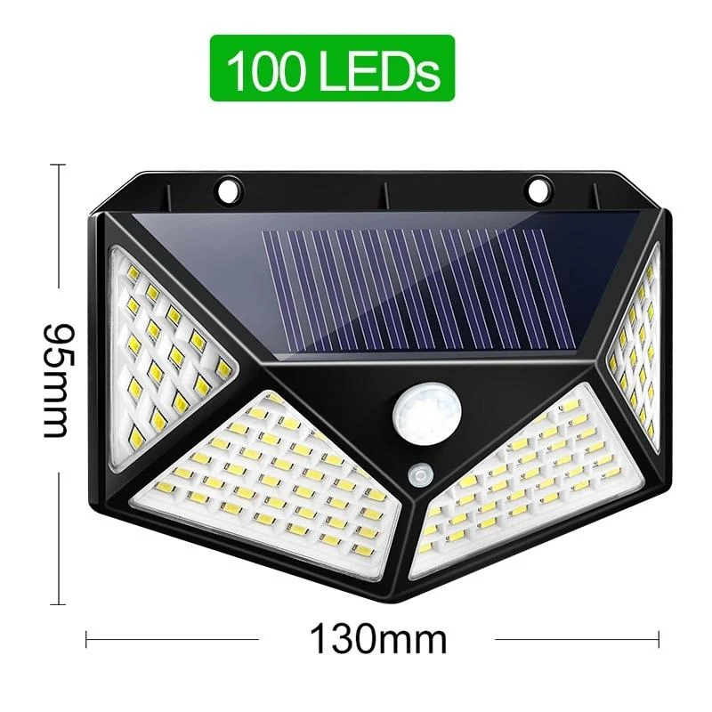Set 4x Lampi Solare LED 100, 4 Cadrane - Senzor Miscare + Lumina 270°