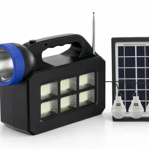 Sistem Solar Portabil Jortan T08, cu 3 Becuri LED, Radio si Powerbank 25000mAh
