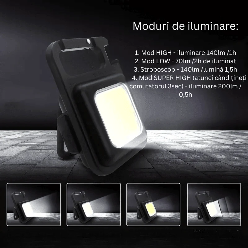 Lanterna Breloc, Led Cob 5w, 140 Lumeni, Lumina Rece