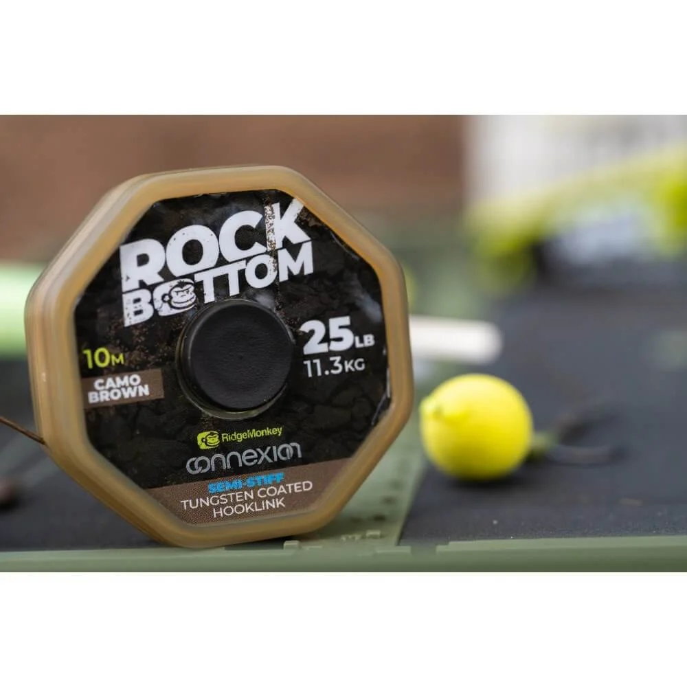 Împletitură Ridge Monkey Tungsten Rock Bottom Semi Camo Brown 10 m