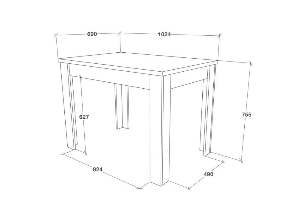 Masa bucatarie haaus Zeta, Alb, 102 x 69 x 75 cm