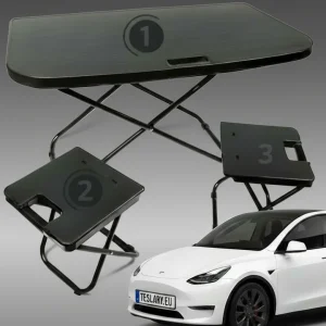 Tesla Model y Filming Camping Picnic Masă se potrivește cu portabilă portabilă pentru portabilă cu scaune set cu scaune