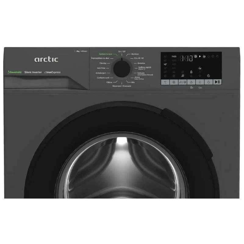 Masina de spalat rufe Arctic APLM2WFSU28411A | 8kg, 1400 RPM, Clasa , Inverter, ExtraSteam, Antracit