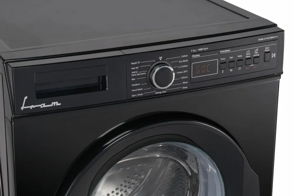 Masina de spalat rufe Fram FWM-V714T2BKD+++ | 7kg, 1400RPM, Display LED, Negru
