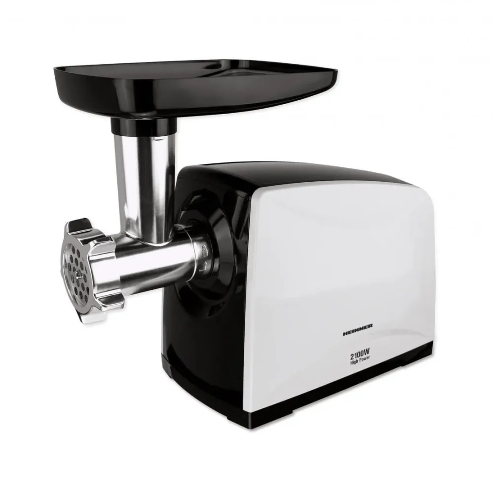 Masina de Tocat Heinner MG-2100BKWH | 2100W, Accesorii Incluse, Negru/Alb