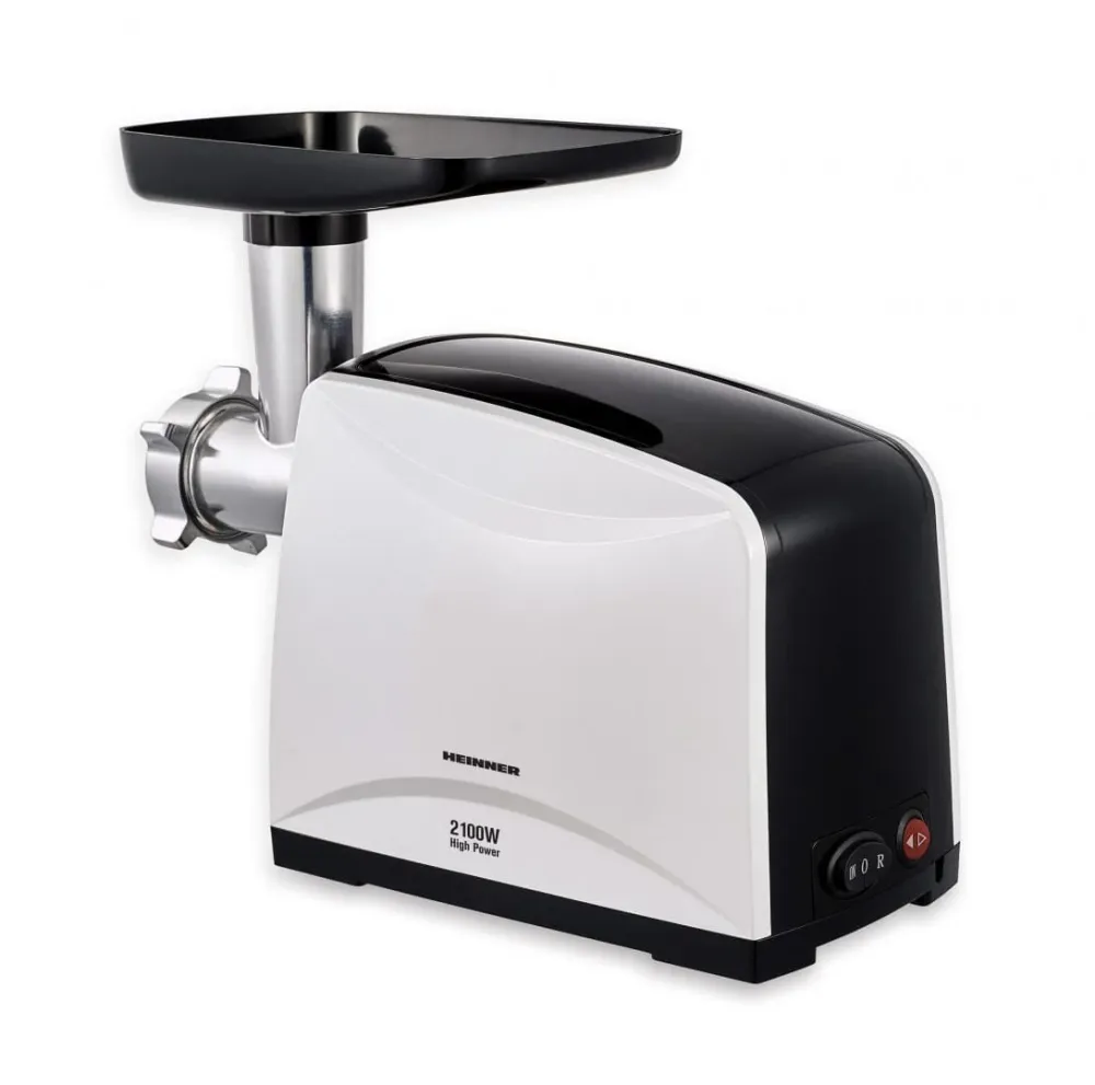 Masina de Tocat Heinner MG-2100BKWH | 2100W, Accesorii Incluse, Negru/Alb