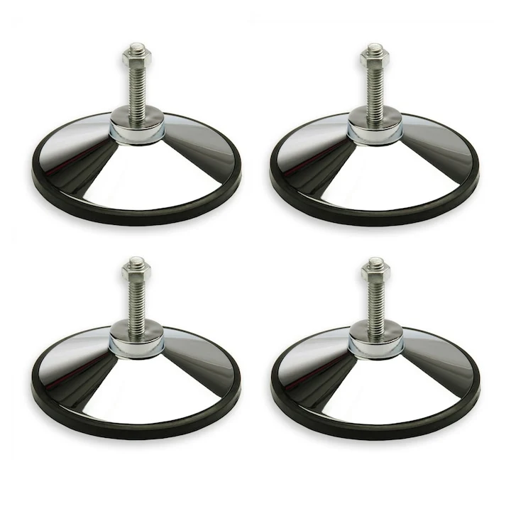 Set de 4 picioare de fotbal de masa, aspect cromat