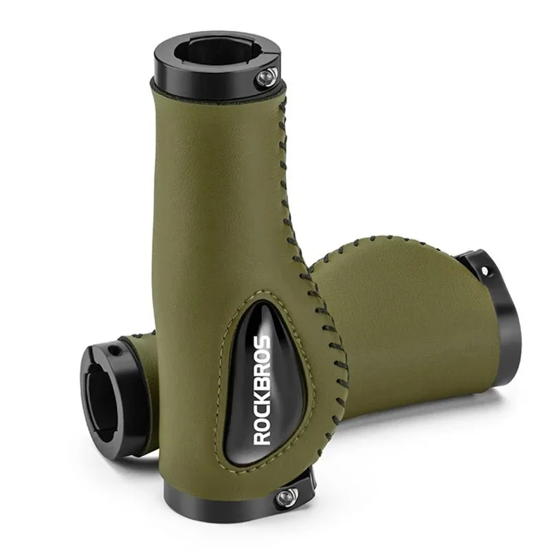 Set de mânere antiderapante și antișoc pentru bicicletă MTB - Verde
