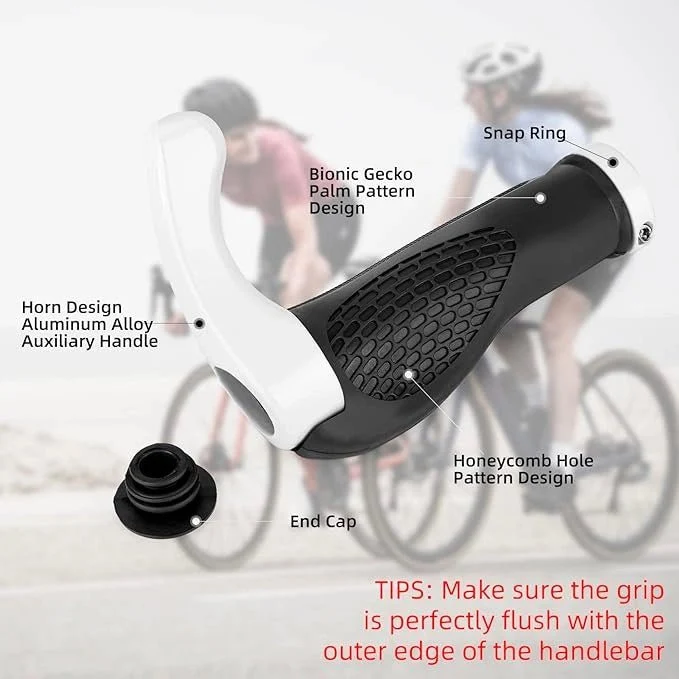 Set de mânere pentru bicicletă cu coarne - Alb