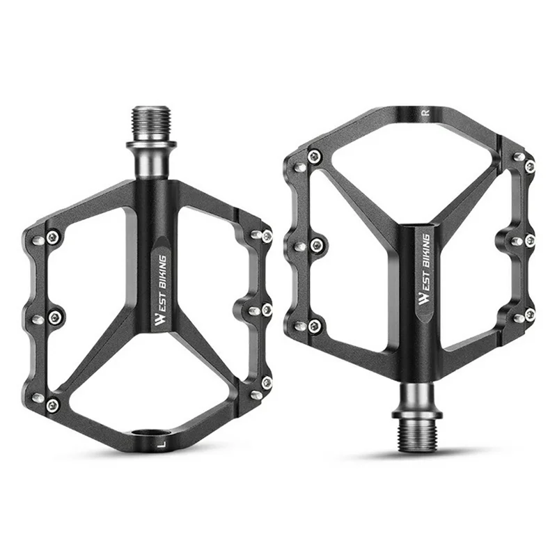 Pedale de bicicletă din aliaj ușor de aluminiu cu 3 rulmenți - negru