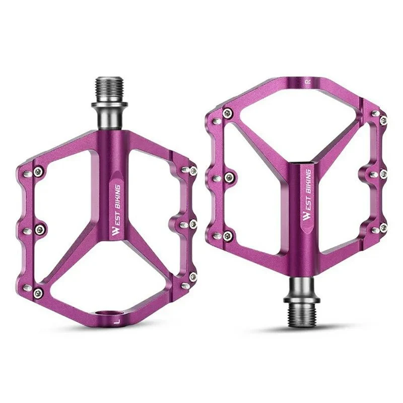 Pedale de bicicletă din aliaj ușor de aluminiu cu 3 rulmenți - Violet