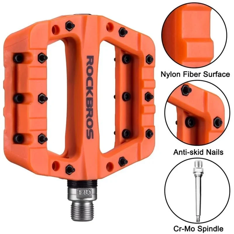 Pedale pentru bicicletă de munte din fibră de nailon - Portocaliu