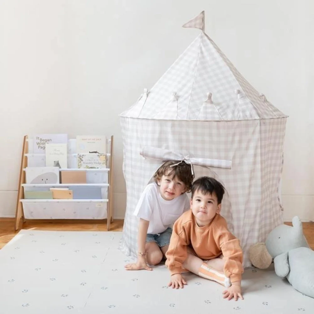 3 Sprouts Cort pentru copii Reciclat Gingham Bej