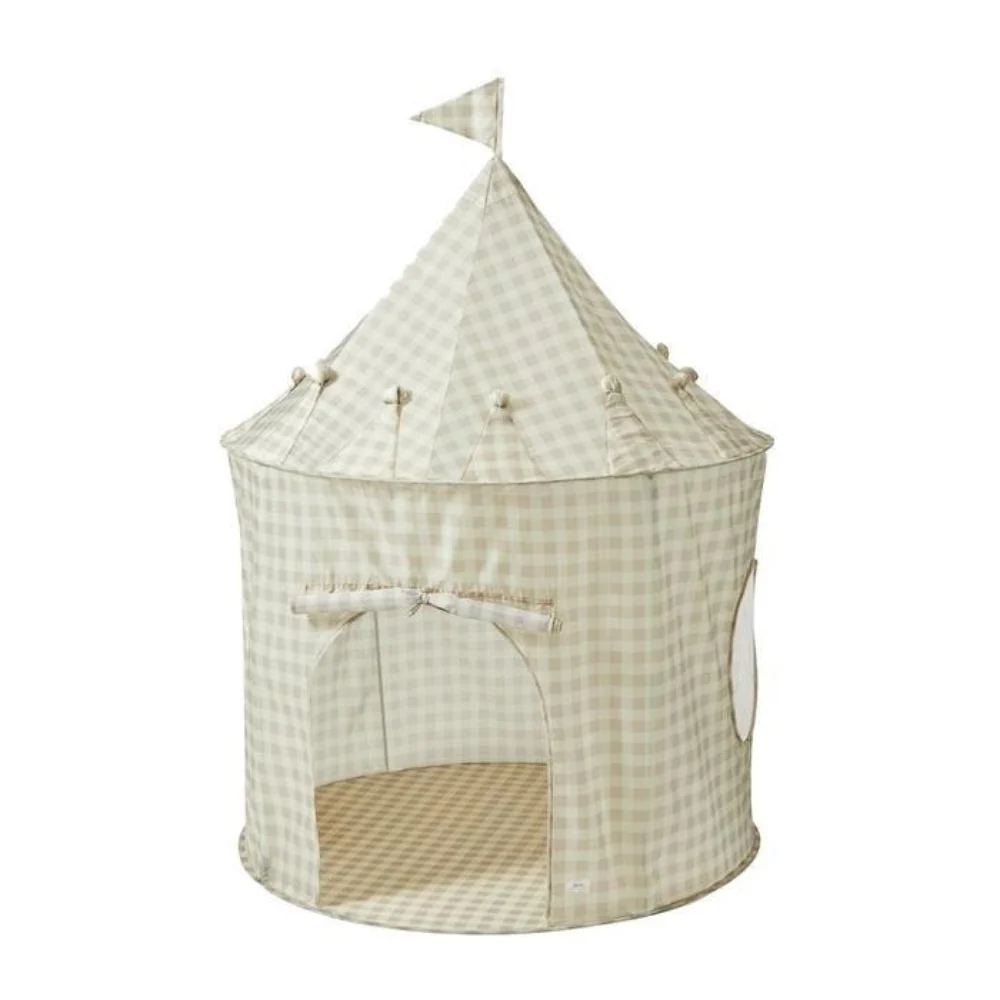 3 Sprouts Cort pentru copii Reciclat Gingham Bej