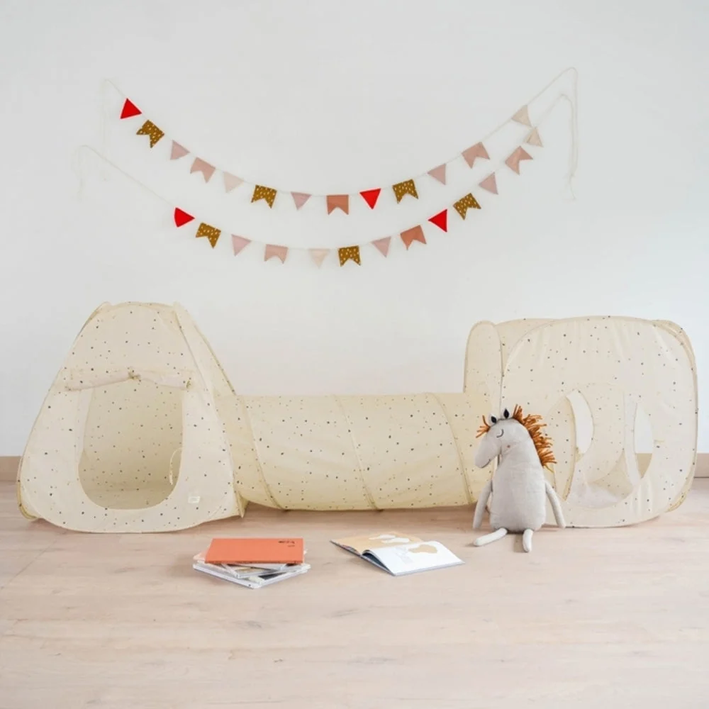 3 Sprouts Set cort pentru copii cu tunel 3in1Terrazzo bej