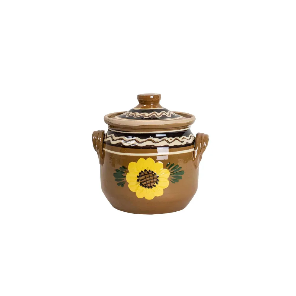 Oala din lut cu capac, diametru 18 cm, capacitate 4l / EXT 10257