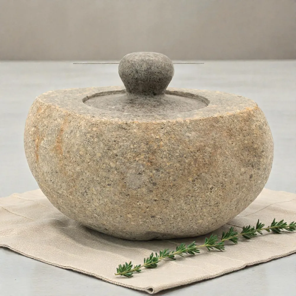Ghiveci de împământare din piatră naturală de râu – Mare (aprox. 15x12cm)