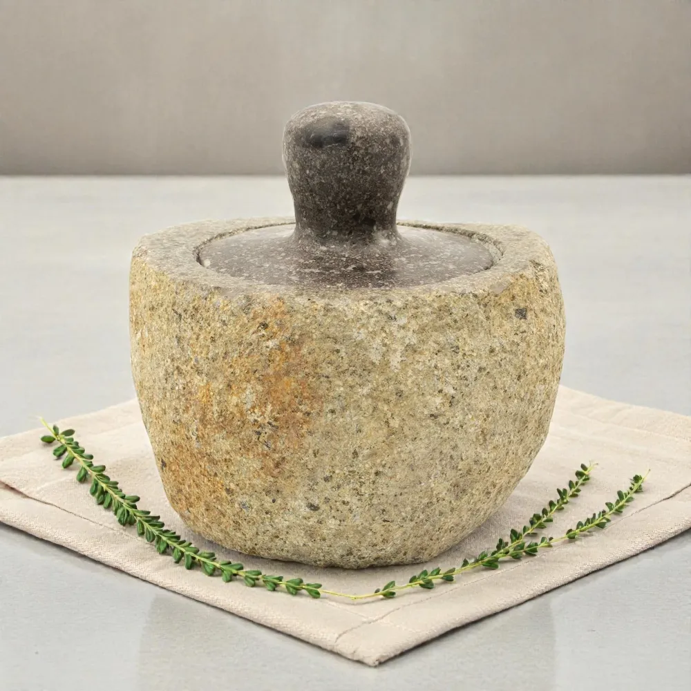Ghiveci de împământare din piatră de râu naturală - Mediu (aprox. 12x8cm)