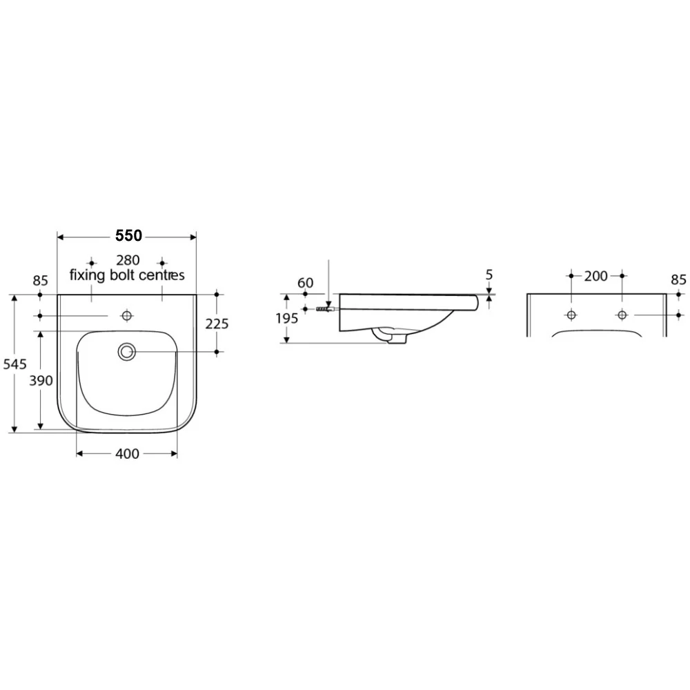 Lavoar persoane cu dizabilitati suspendat Ideal Standard Contour 21 55x54 cm