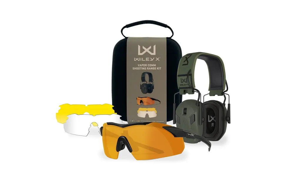 Wiley X® Shooting Range Kit VAPOR COMM – Ochelari balistici cu 3 lentile + Casti antifonice EARMOR® M300WXJ – Editie limitata