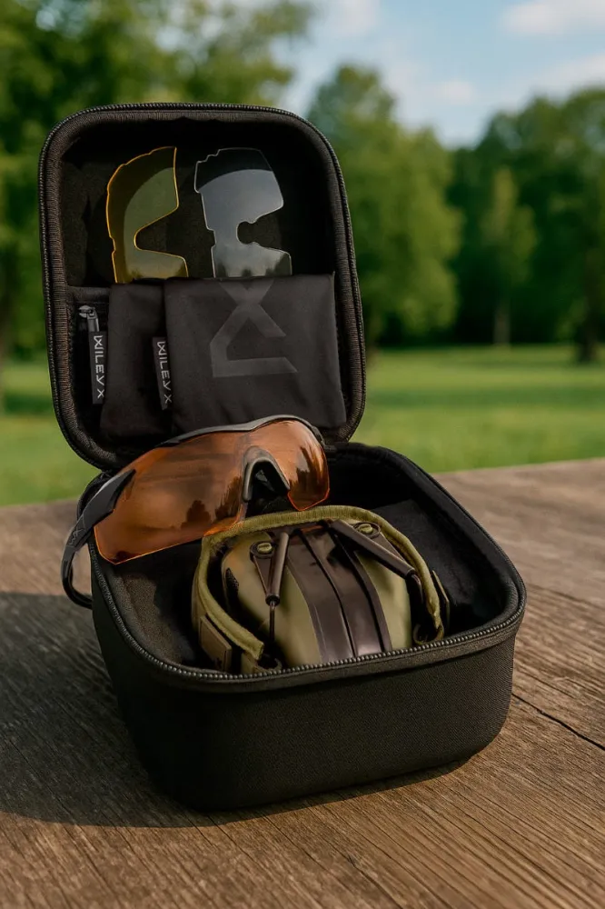 Wiley X® Shooting Range Kit VAPOR COMM – Ochelari balistici cu 3 lentile + Casti antifonice EARMOR® M300WXJ – Editie limitata