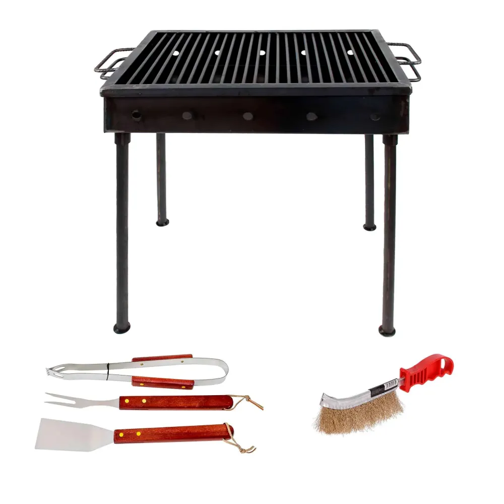Pachet gratar metalic 50x35cm (5208) plus perie de sarma (ZLN 2264) plus 3 accesorii gratar (ZTS 8338) / 5208_2