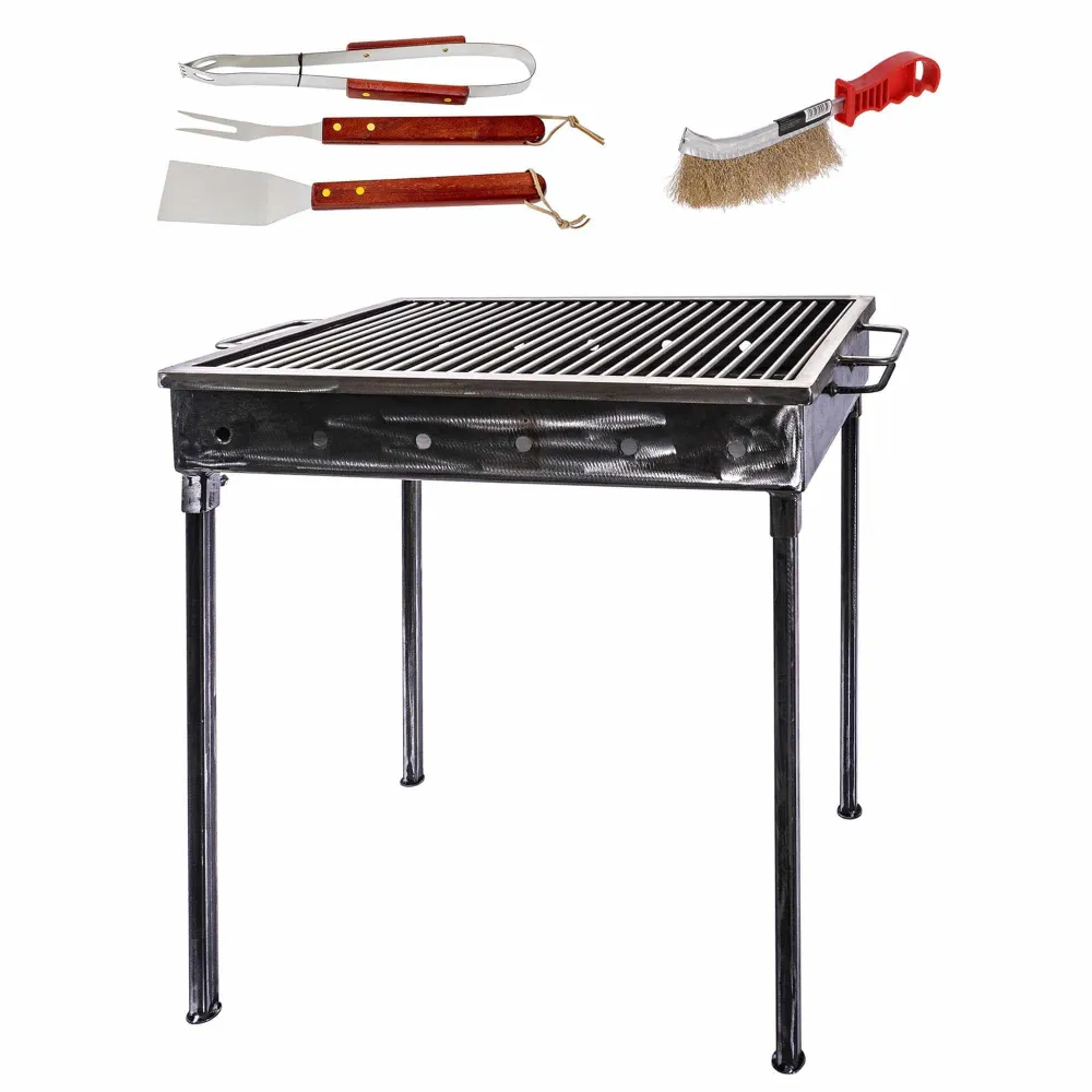 Pachet gratar metalic 50x35cm, sita inox (ZTS 5485) plus perie de sarma (ZLN 2264) plus 3 accesorii gratar (ZTS 8338) / ZT...